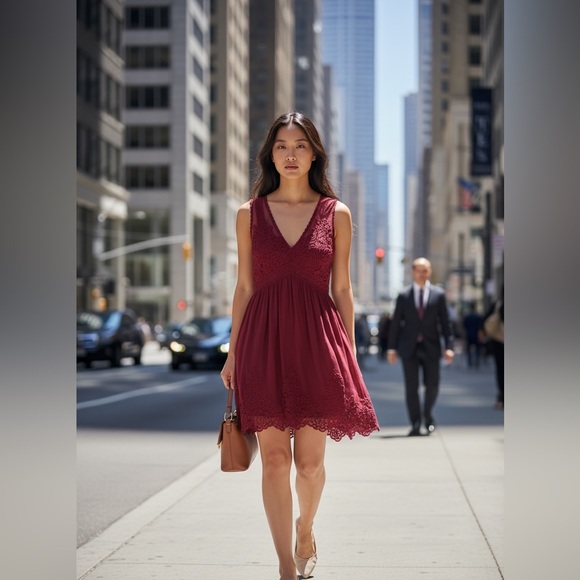 Free People Dresses & Skirts - Free People Sleeveless Lace Mini Dress in Deep Rose 2